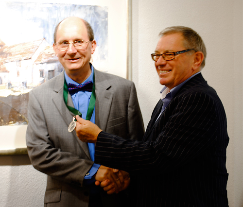 2013 Professor Tony Curtis presenting the Glyndwr Medal to David Tress